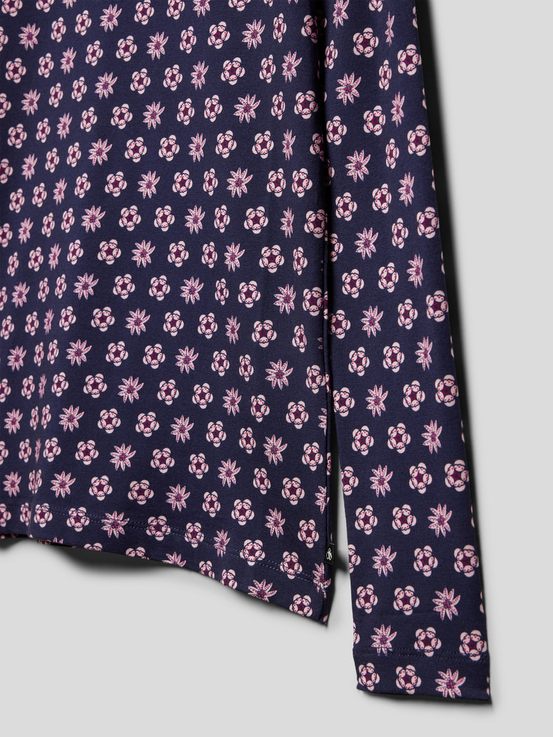 Longsleeve mit Allover-Muster in marineblau