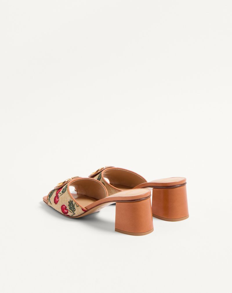 VLogo Signature Raffia Jacquard Slidesandaler med Kirsebærmotiv 60 mm