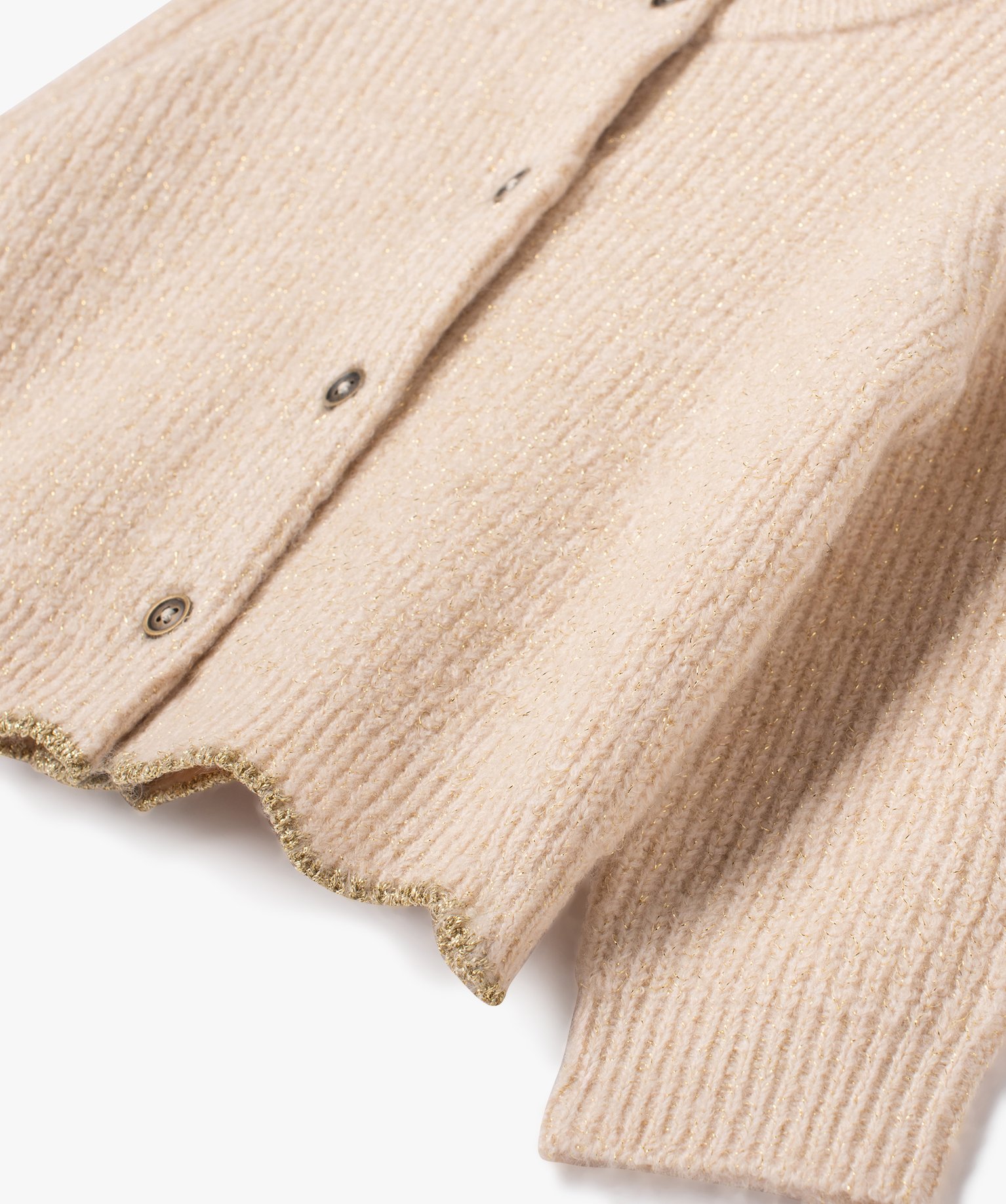 Gilet en grosse maille pailletée et finition fantaisie béb... beige | GEMO