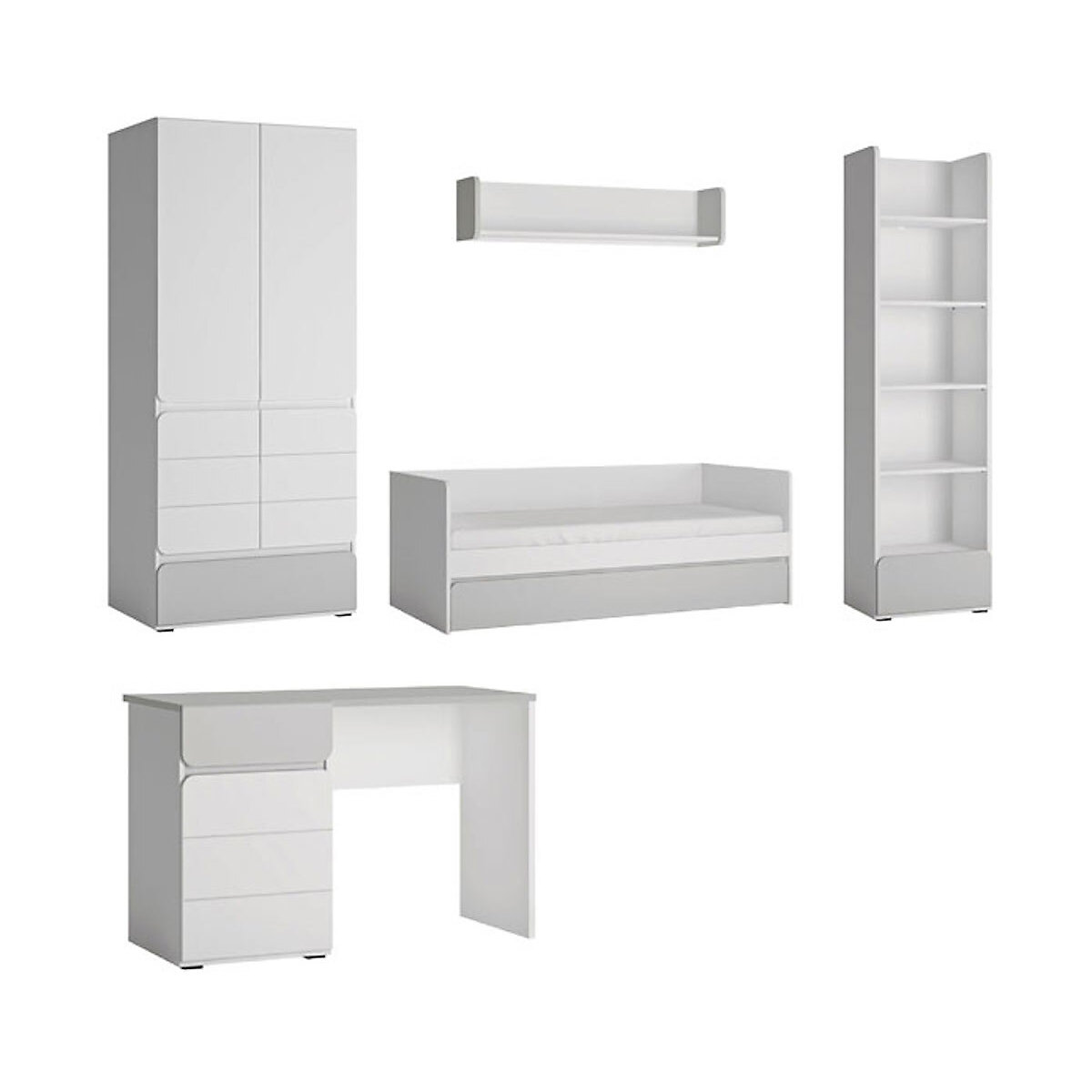Jugendzimmer-Set Albi komplett 5-teilig grifflos