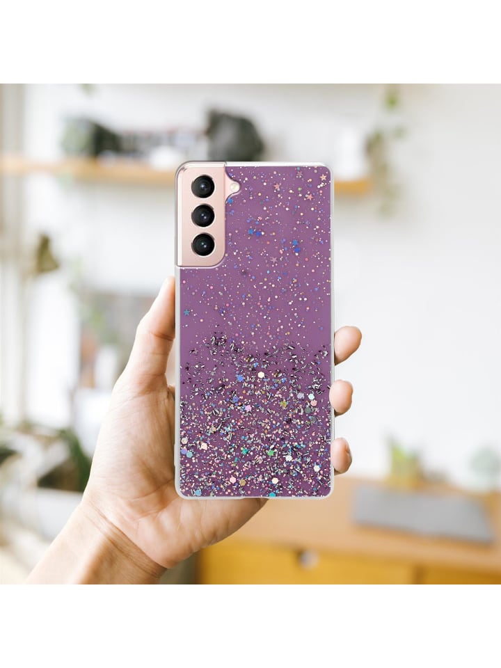 cadorabo Hülle für Samsung Galaxy S21 5G Glitter in Lila mit Glitter günstig kaufen onesize