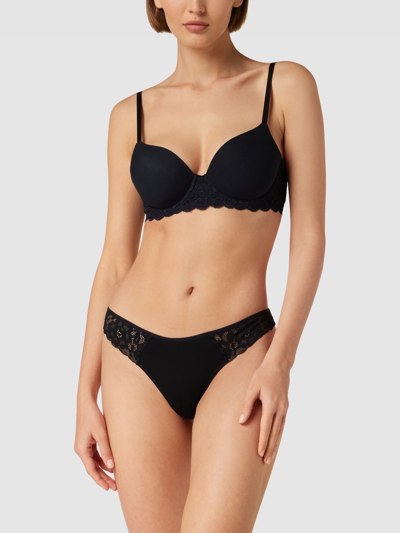 Schalen-BH mit Spitzeneinsatz Modell Moments in schwarz