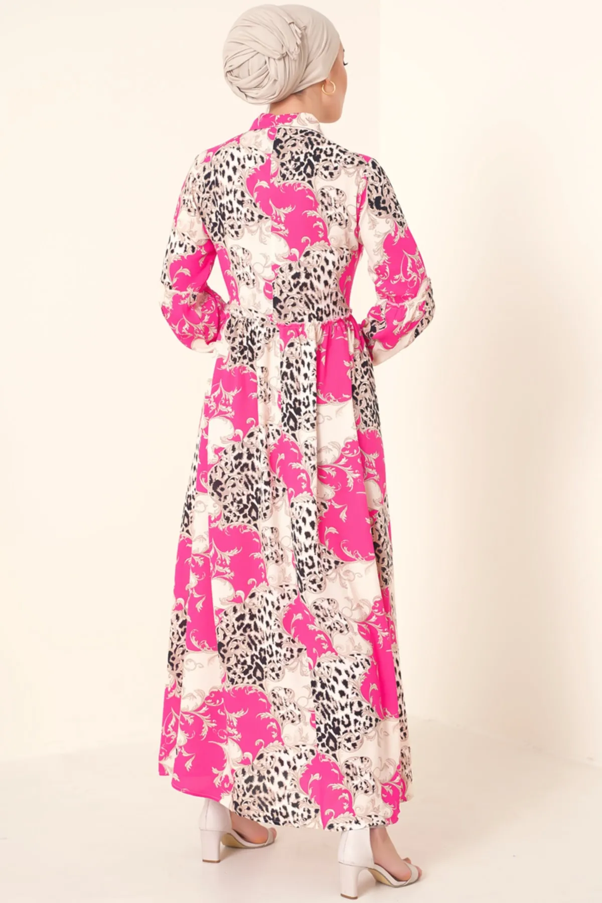 Bigdart  Hijab-gemustertes Fussia-Kleid mit Hemdkragen für Damen
