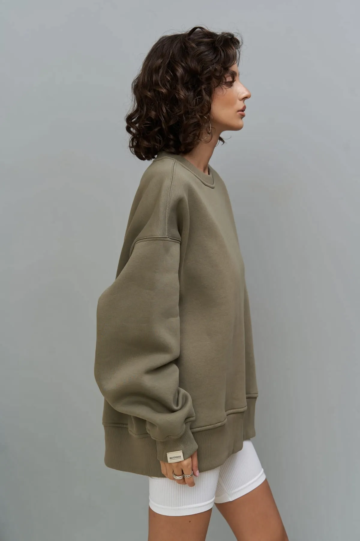 MAİ COLLECTİON  Cashback Soft Khaki Oversize-Sweatshirt