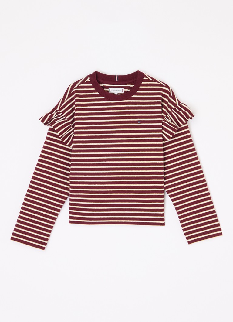 Cămașă cu mânecă lungă în dungi și volane Tommy Hilfiger