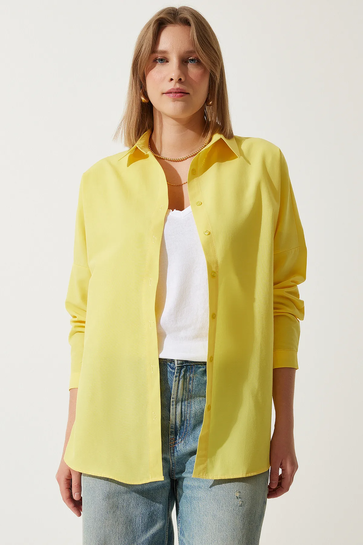 Happiness İstanbul  Hemd - Gelb - Oversized