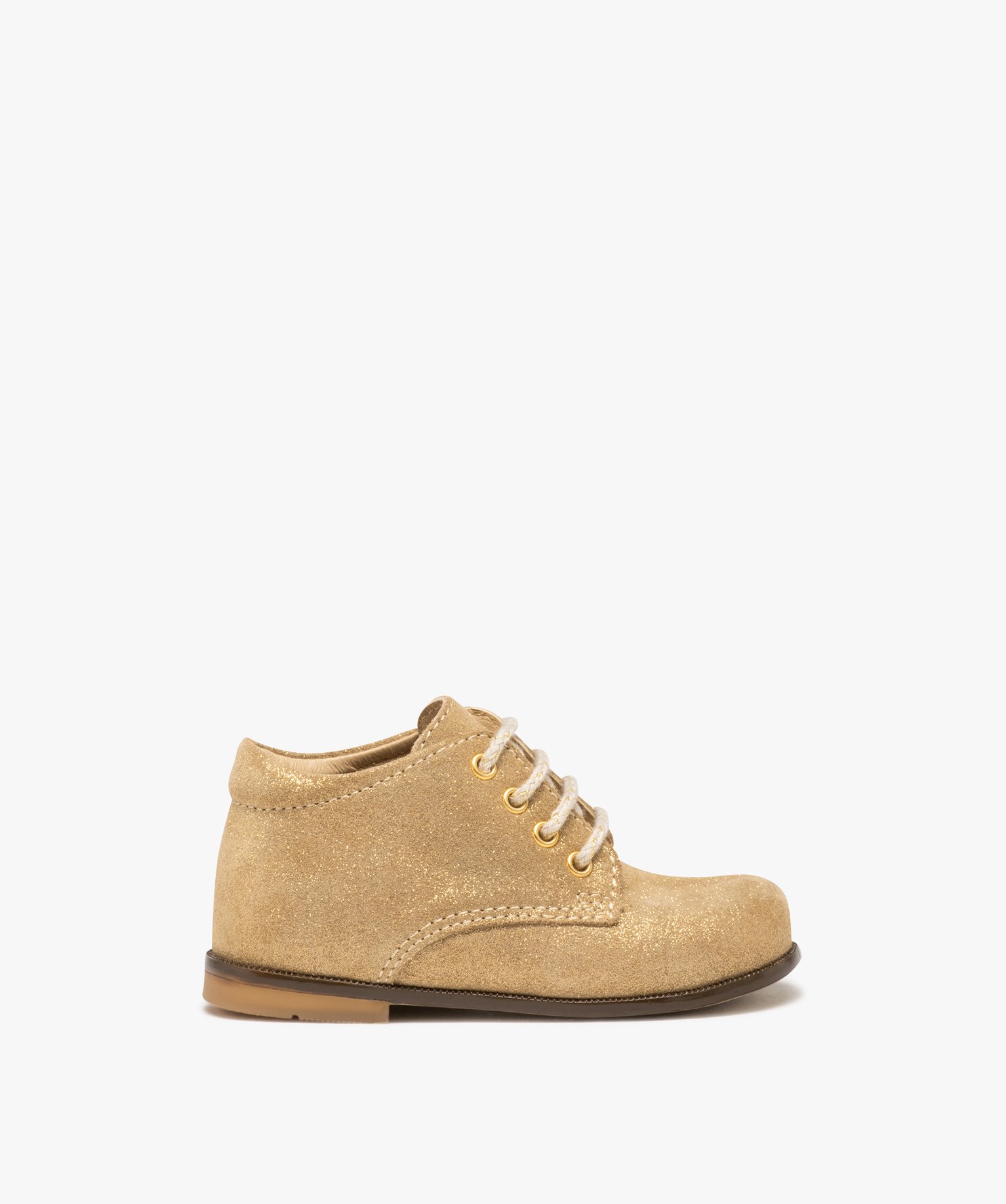 Chaussures premiers pas bébé fille en cuir uni à paillett... or | GEMO
