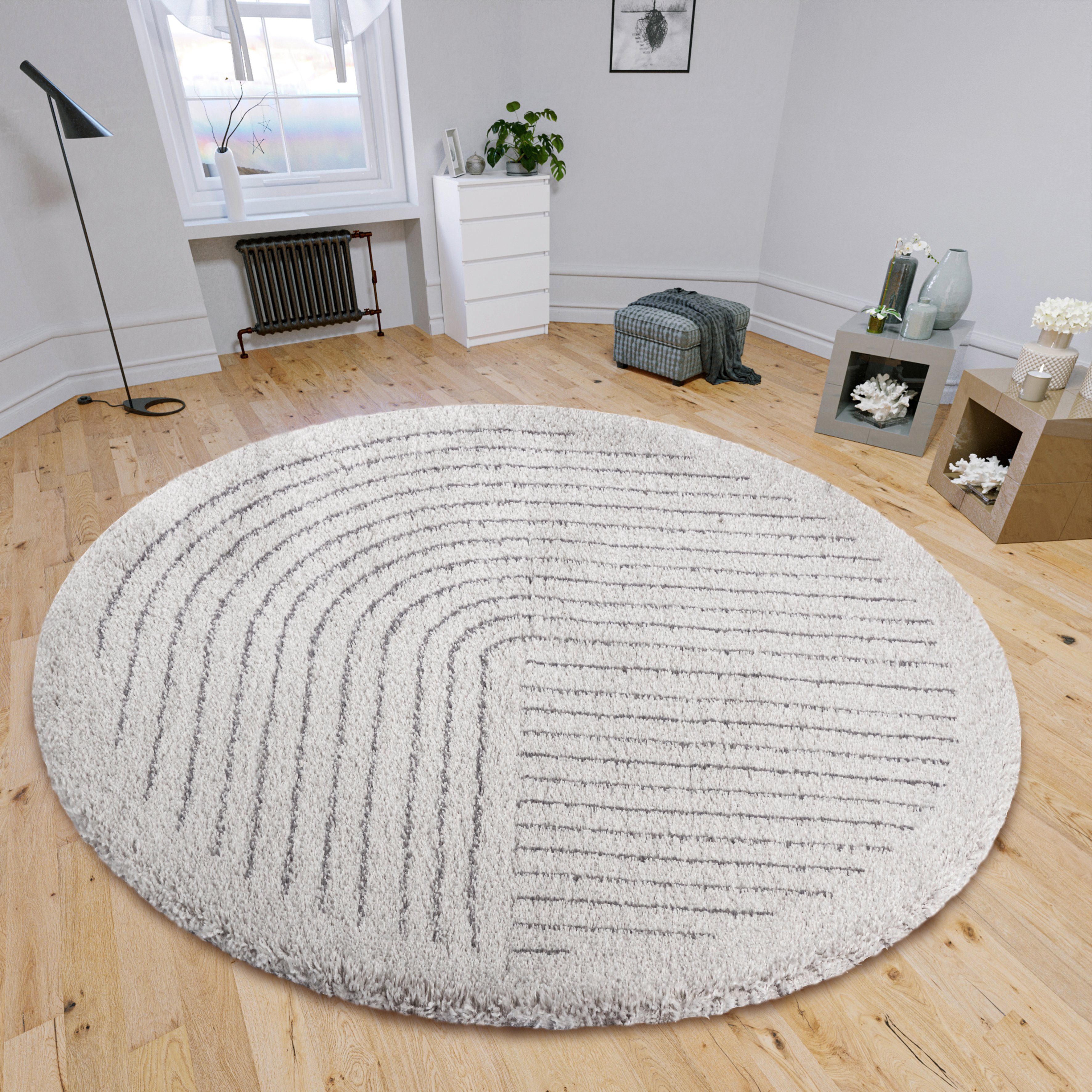 Hochflor-Teppich Dion, HANSE Home, rund, Höhe: 35 mm, Hochflor, Shaggy, pflegeleicht, flauschig, weich, modern, Wohnzimmer