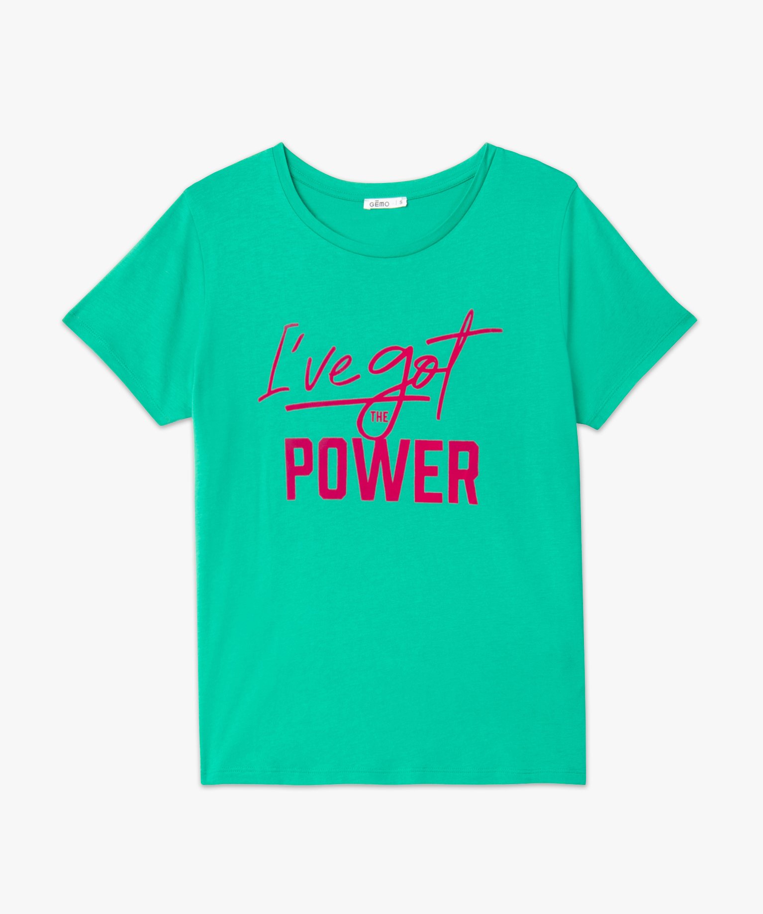 Tee-shirt femme à manches courtes avec inscription vert | GEMO