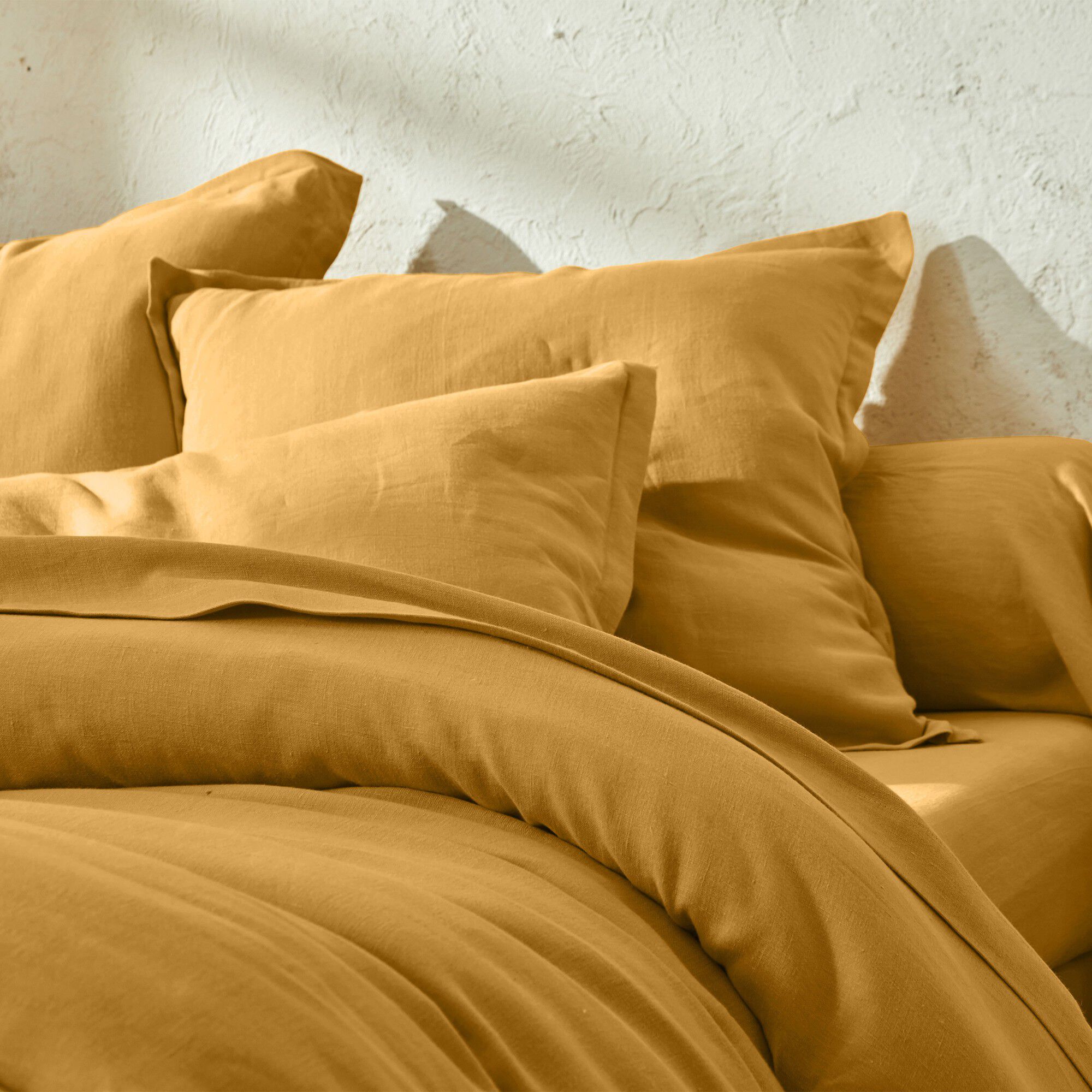 Linge de lit uni lin lavé
