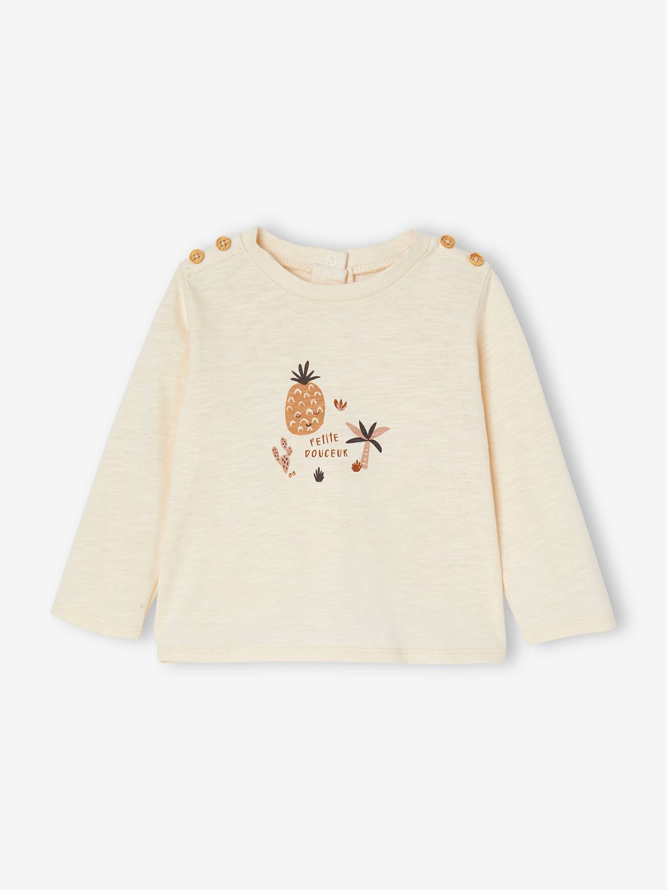 T-shirt bébé en coton flammé écru