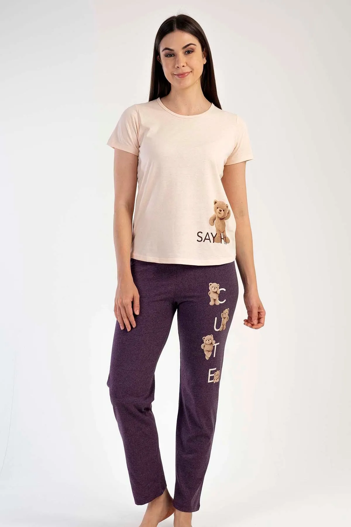 C&City  Kurzarm-Pyjama-Set Hellbraun-441052