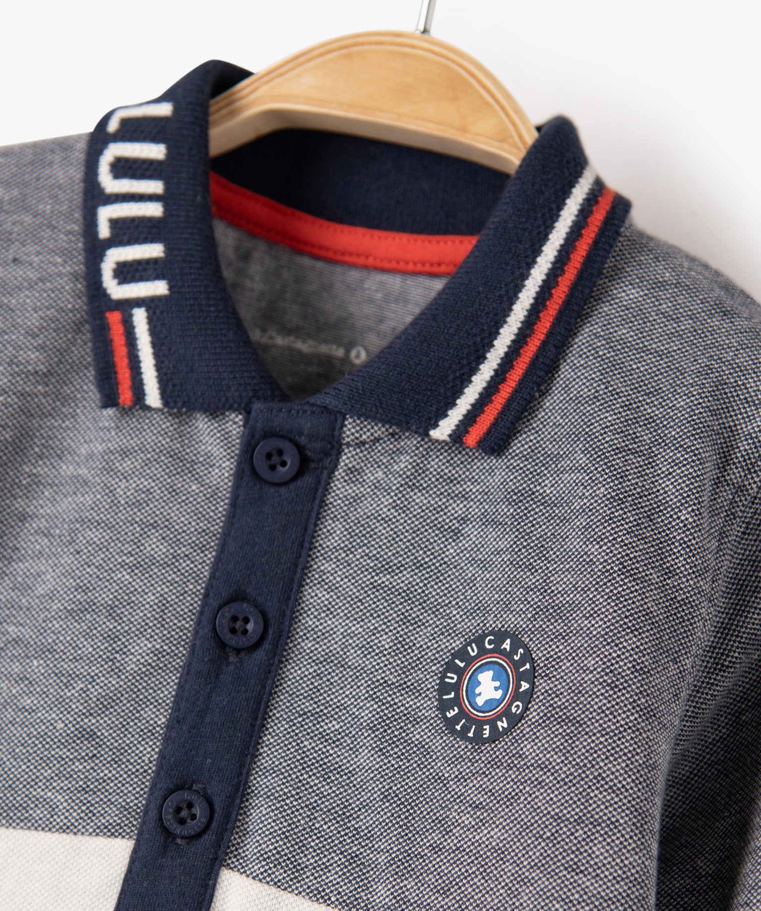Polo bébé Garçon tricolore à manches longues – LuluCas... marine | GEMO