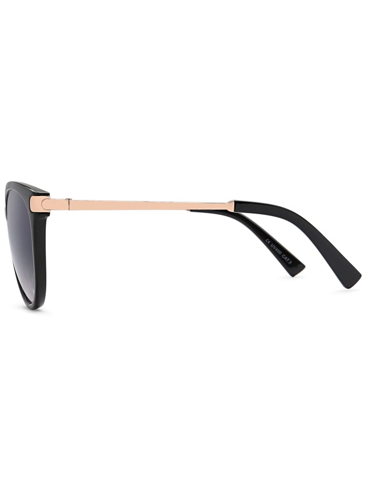 styleBREAKER Cateye Sonnenbrille in Schwarz-Gold / Grau Verlauf günstig kaufen onesize
