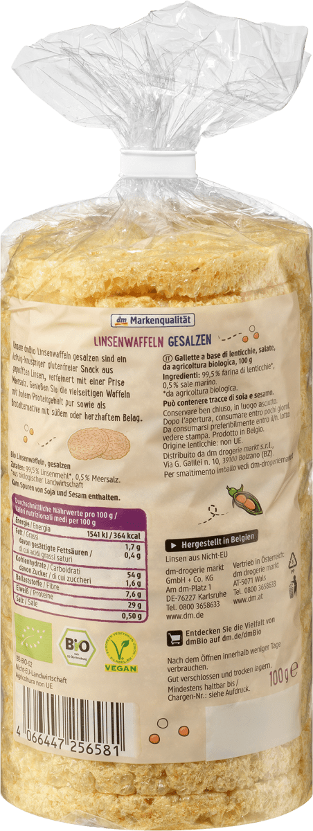 Linsenwaffeln, gesalzen, 100 g