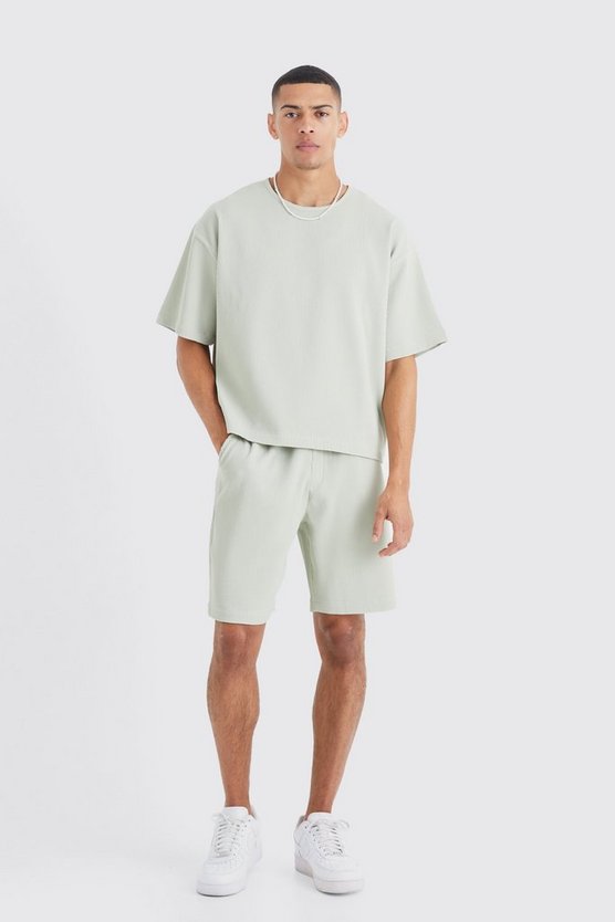 Pleated Oversized Shirt And Short Set