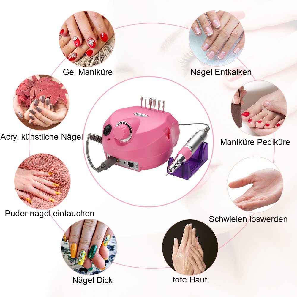 TolleTour Maniküre-Pediküre-Set Elektrische Nagelfräser Nagelfeile Maniküre Diamantschleifer