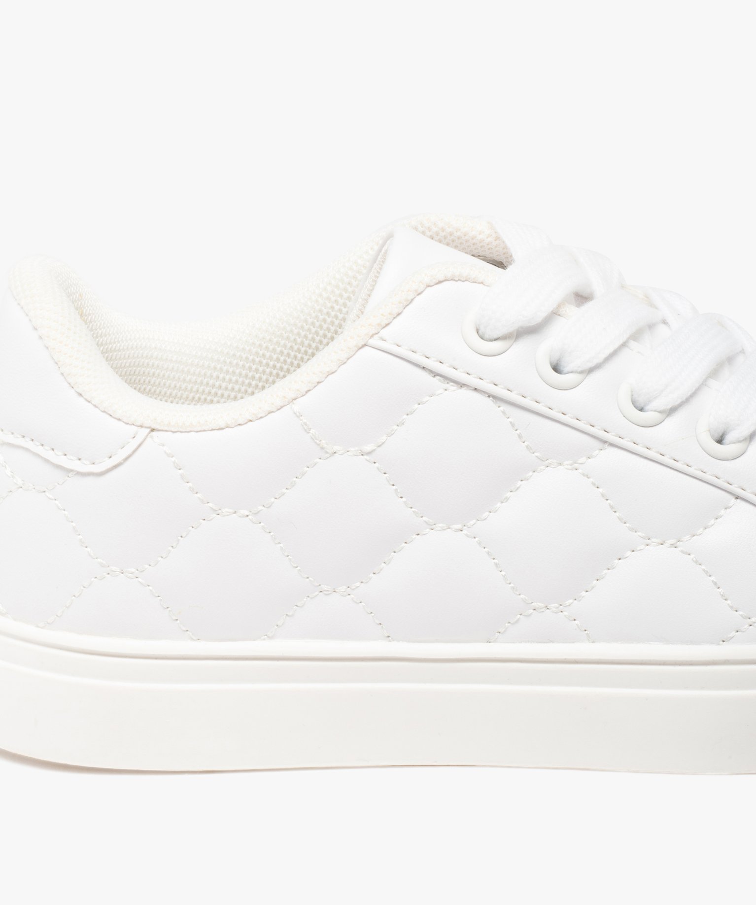 Baskets fille matelassées unies à lacets blanc | GEMO