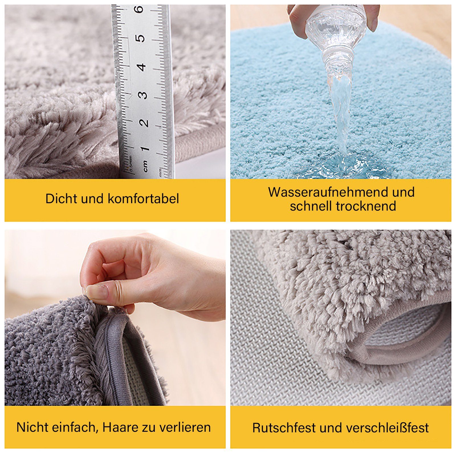 Badematte Badteppiche, rutschfeste Badematten, weiche und Flauschige Badteppiche CALIYO, Memory Schaum, schnell trocknend, strapazierfähig, Polyester, trockene und schimmelresistente Badedecken für Bad und Küche