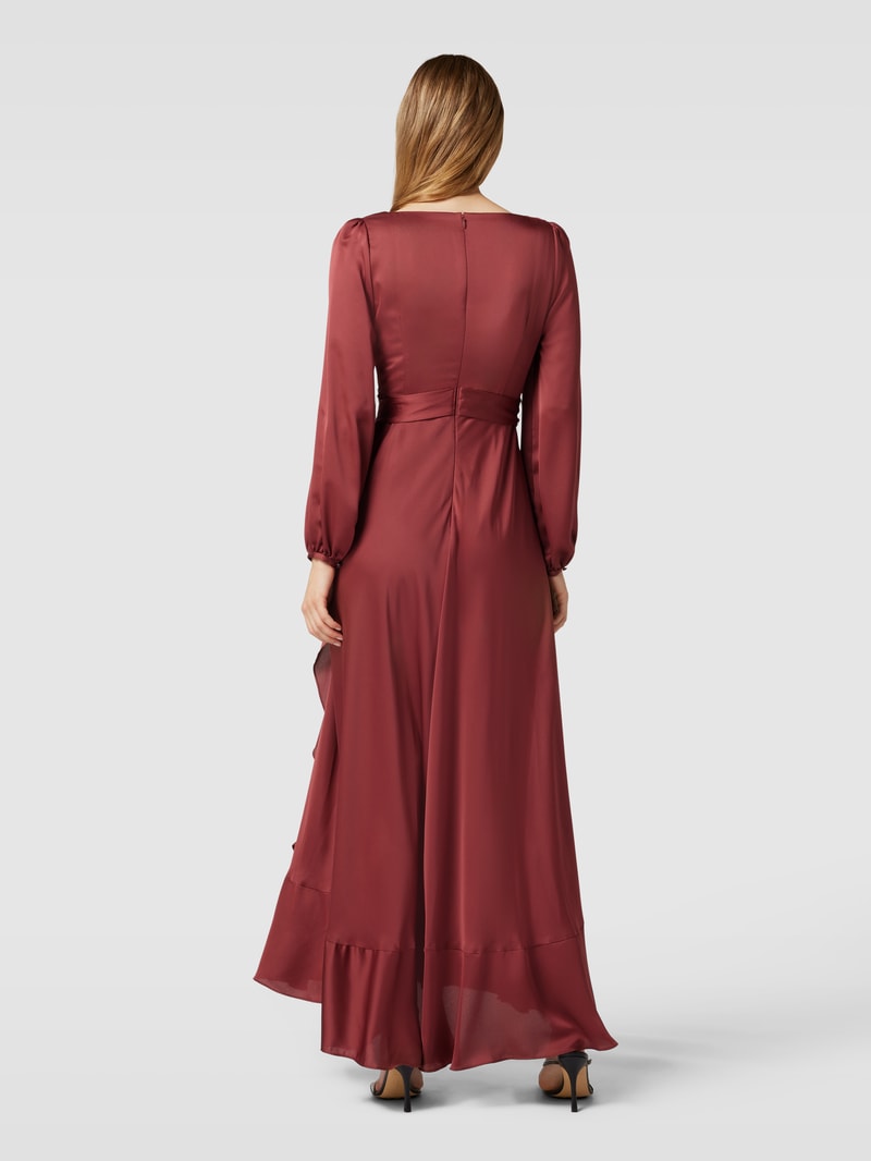 Abendkleid mit V-Ausschnitt in rostrot meliert