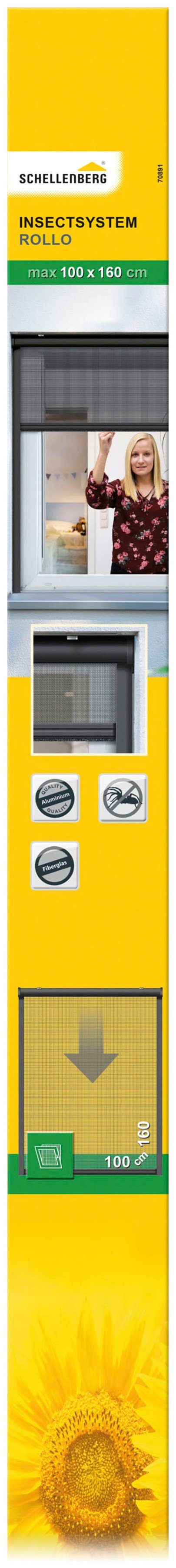 Insektenschutzrollo für Fenster, SCHELLENBERG, verschraubt, Fliegengitter, 100 x 160 cm, anthrazit, 70891