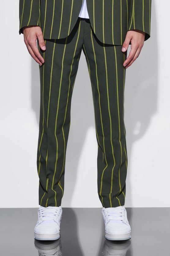 Slim-Fit Anzughose mit breiten Streifen