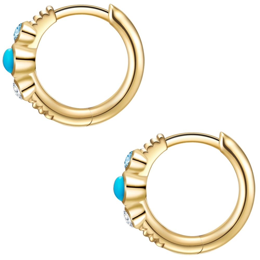 Glanzstücke München Créoles en argent Argent sterling Turquoise reconstituée en Or jaune Boucles d'oreilles