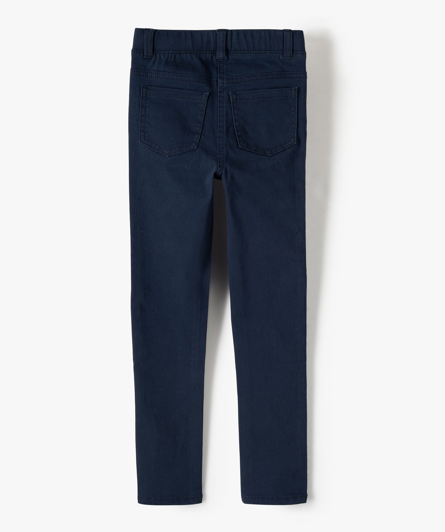 Pantalon skinny uni à taille élastiquée fille marine | GEMO