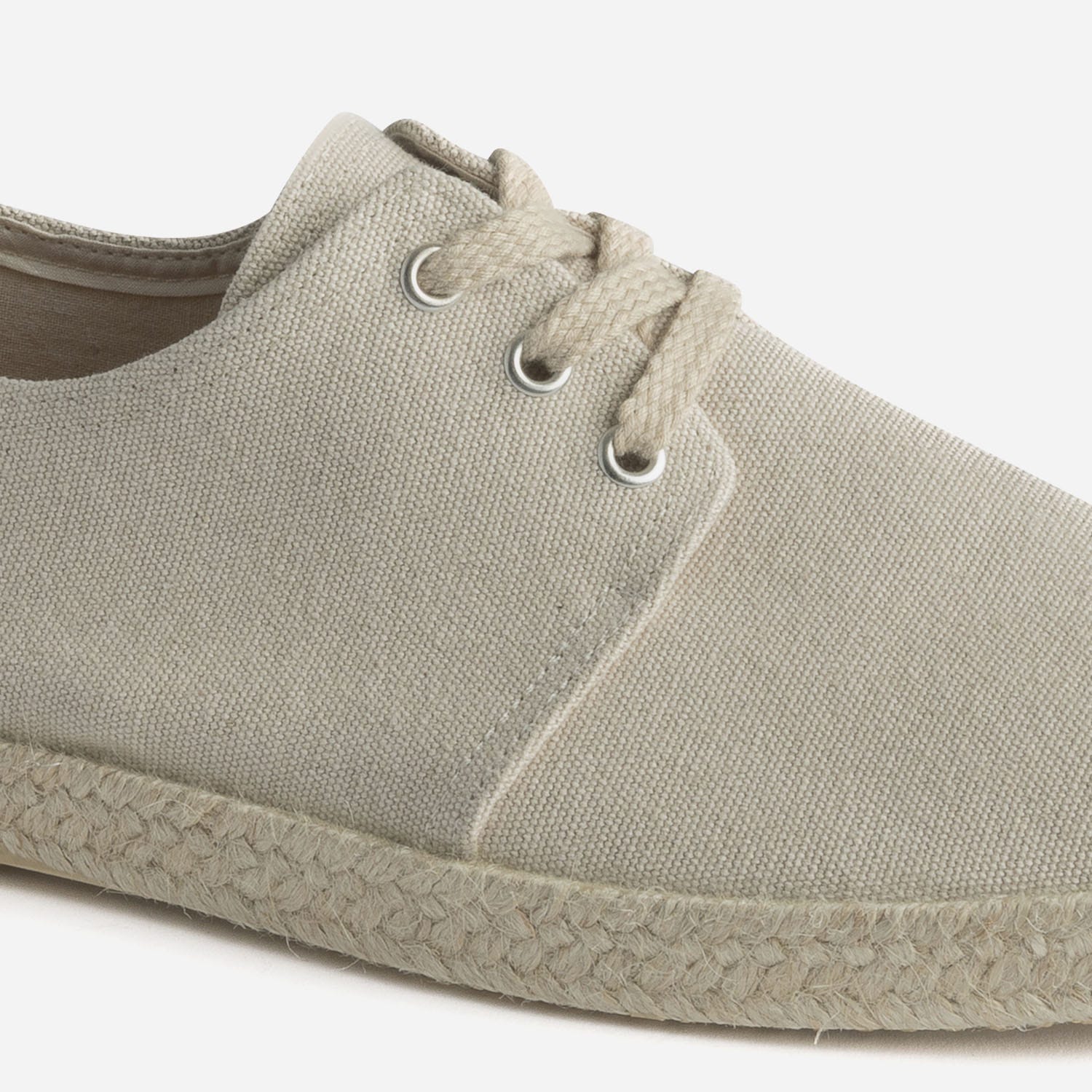Espadrille beige en toile à lacet