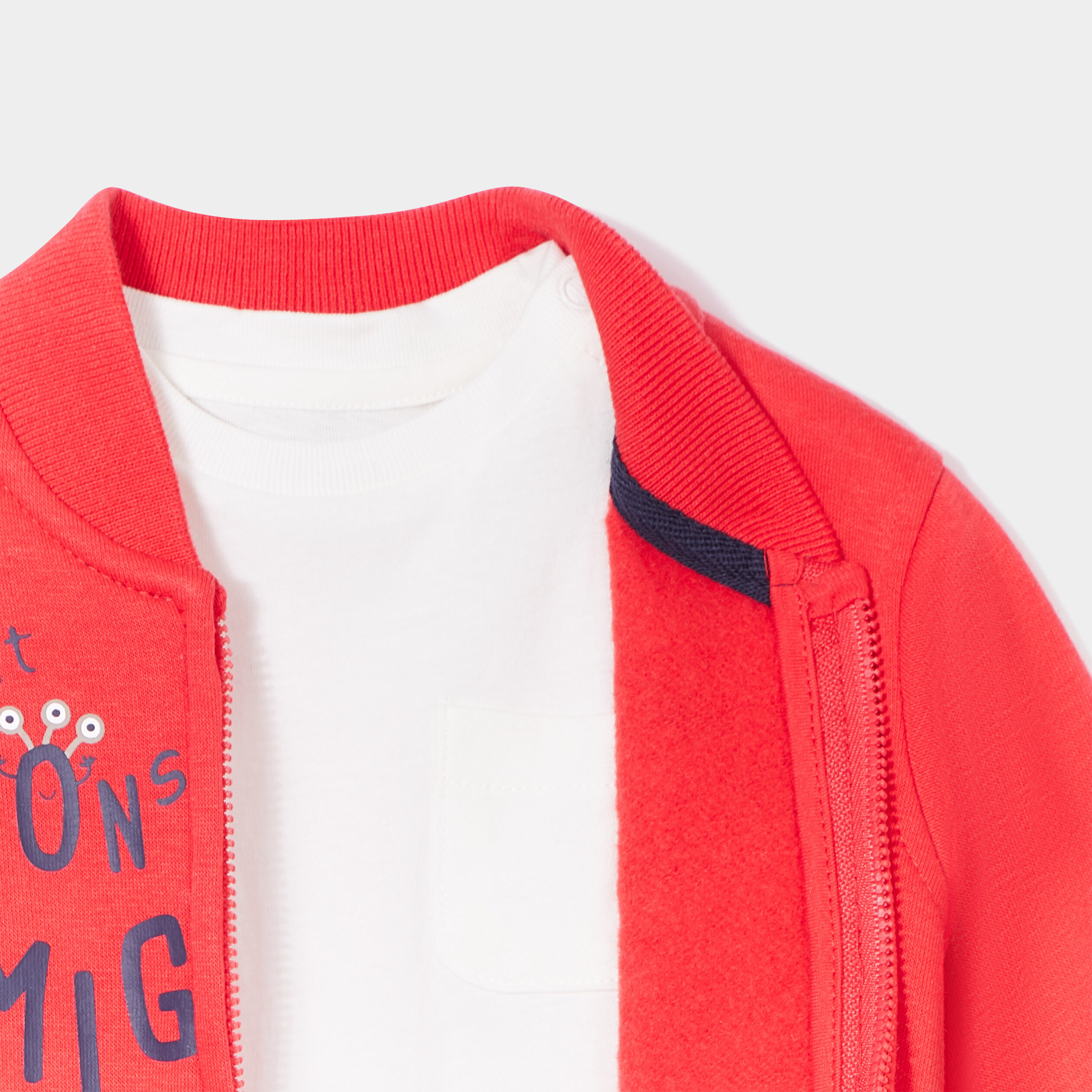 Ensemble 2 pièces t-shirt et gilet teddy rouge bébé garçon | La Halle