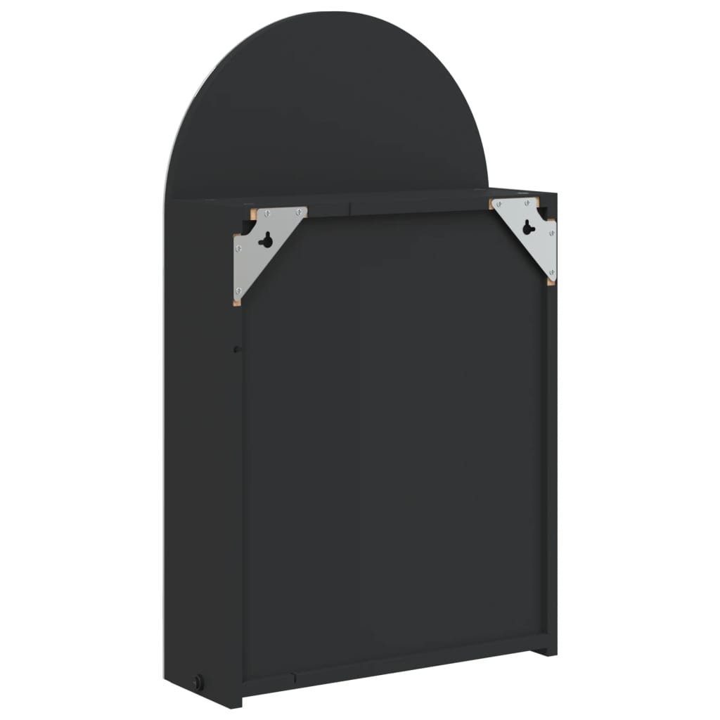 vidaXL Badezimmerspiegelschrank Spiegelschrank mit LED-Beleuchtung Gewölbt Schwarz 42x13x70 cm (1-St)