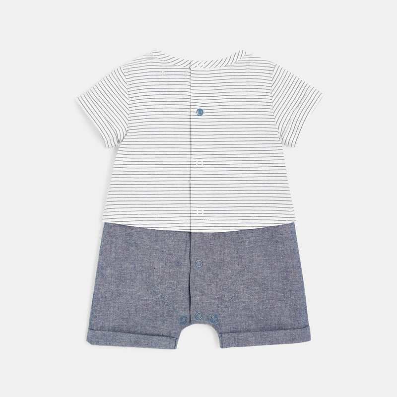 Combinaison effet 2 en 1 bébé garçon en coton bleu Absorba
