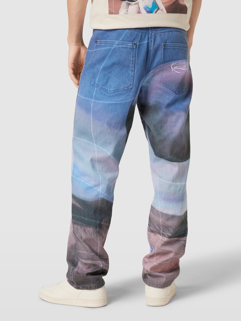 Baggy Fit Jeans mit Motiv-Print Modell 'Metaverse' in blau