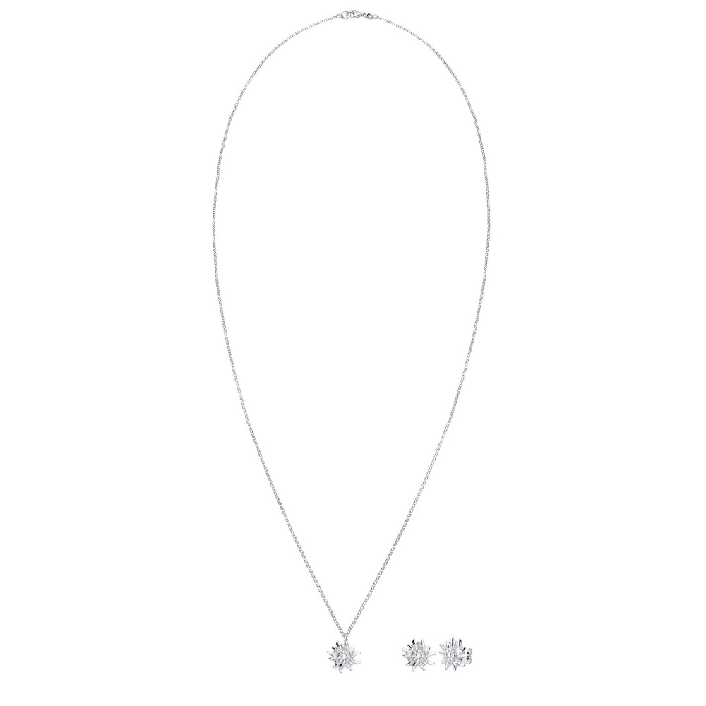 Elli Elli Ensemble de Bijoux Femmes Traditionnel Édelweiss en Argent Sterling 925 Bijoux