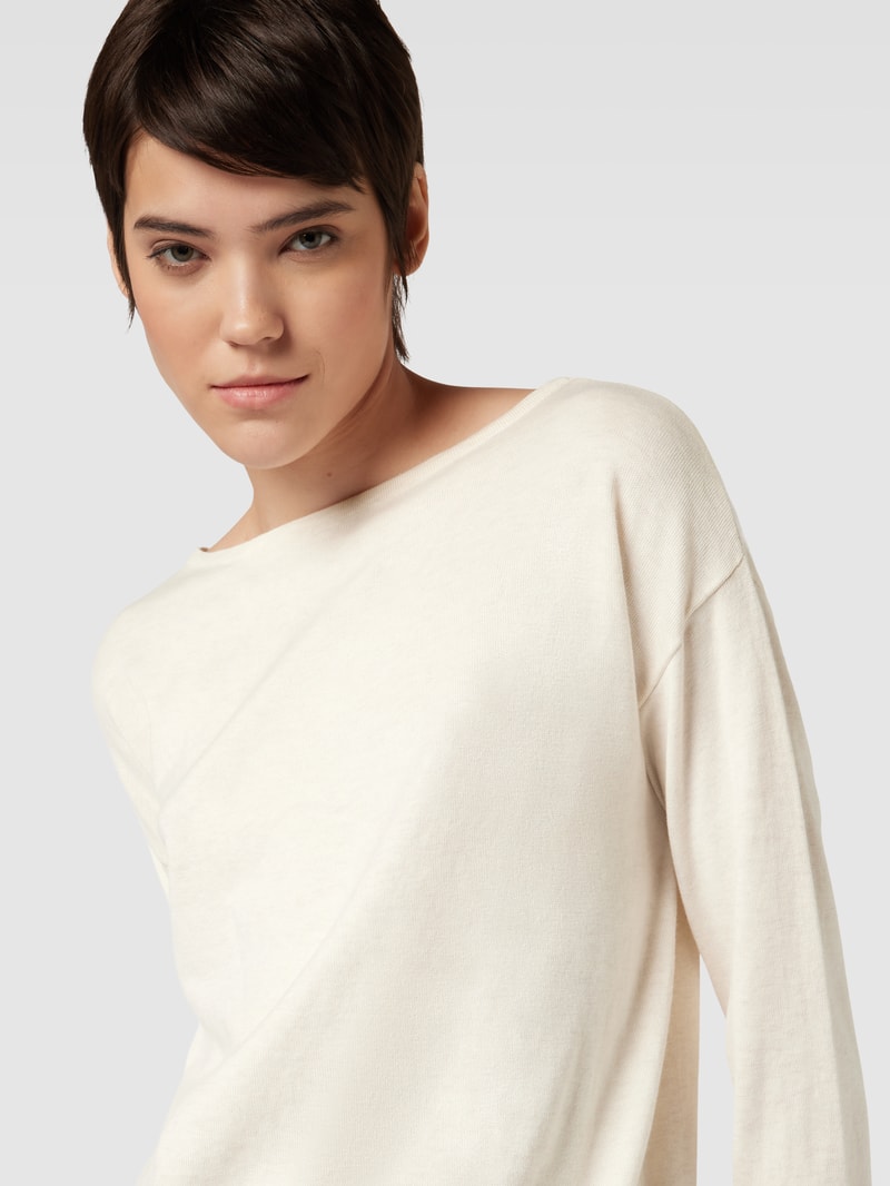 Strickpullover mit U-Boot-Ausschnitt Modell 'BERGA' in ecru meliert
