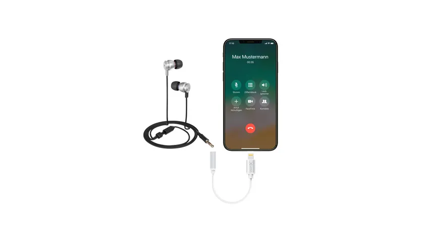 Xlayer Kabel PREMIUM Adapter Lightning auf 3,5 mm AUX MFI-zertifiziert White