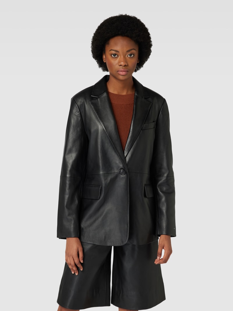 Blazer in Leder-Optik in schwarz