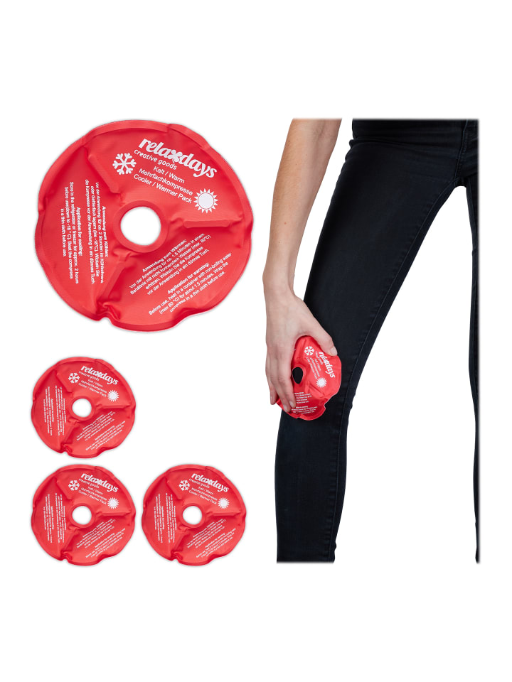 relaxdays 4 x Knie-Kühlpads in Rot günstig kaufen onesize