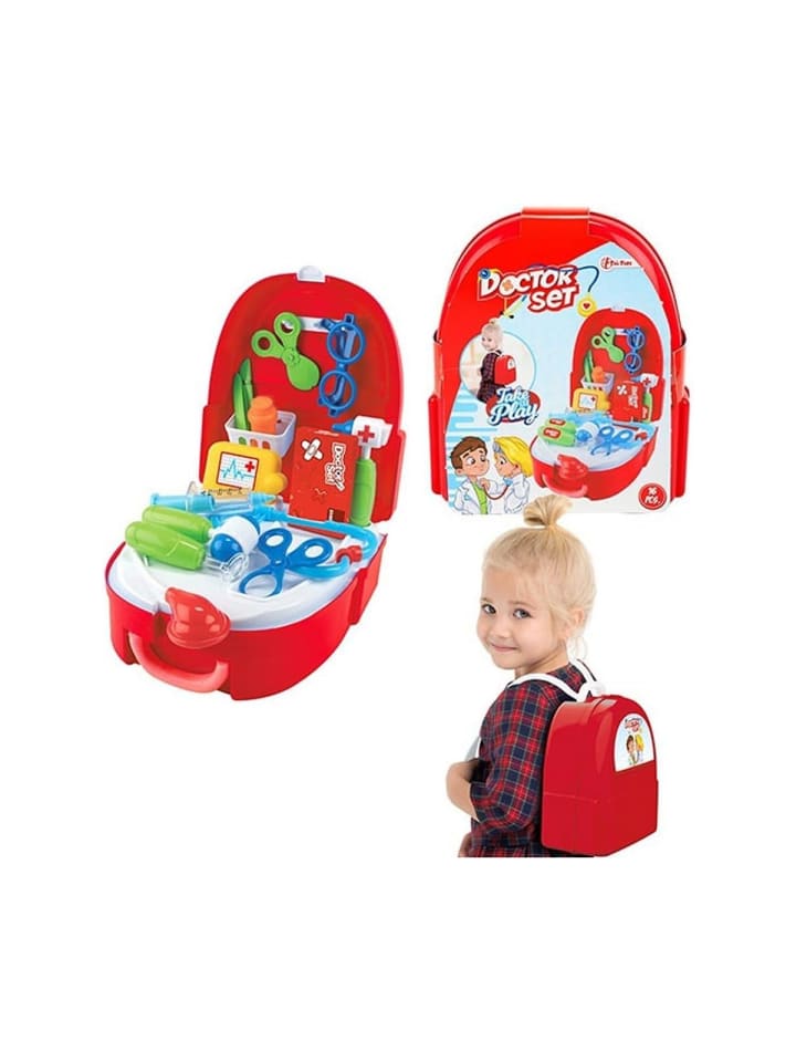 Toi-Toys Doktor-Set mit viel Zubehör im Rucksack 20-teilig in rot günstig kaufen onesize