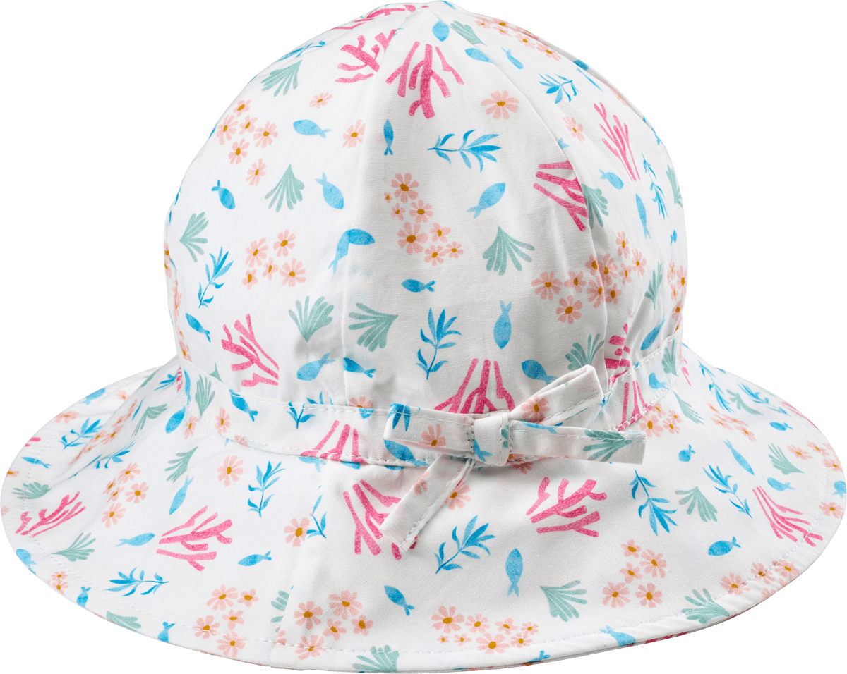 Hut mit Blumen-Muster, weiß, Gr. 52/53, 1 St