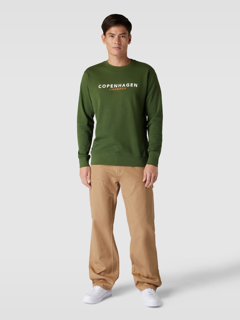 Sweatshirt mit Label-Print in apfelgrün