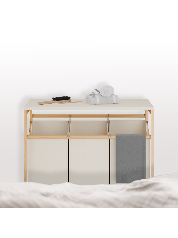 relaxdays Wäschesammler in Natur/ Creme  - (B)78,5 x (H)84,5 x (T)40 cm günstig kaufen onesize