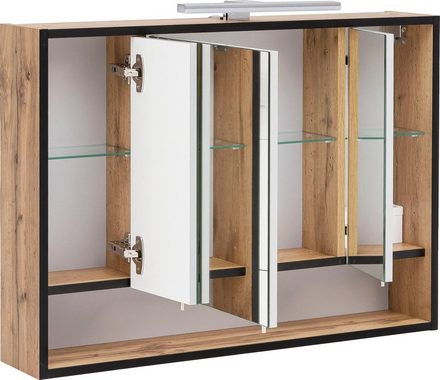Schildmeyer Spiegelschrank Maxima Breite 80 cm, 3-türig, LED-Beleuchtung, Schalter-/Steckdosenbox