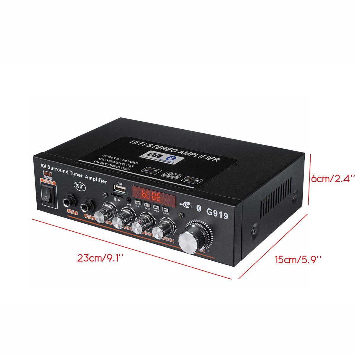 Insma Audioverstärker (Stereo Hifi Verstärker bluetooth Amplifier für Auto/Haus)