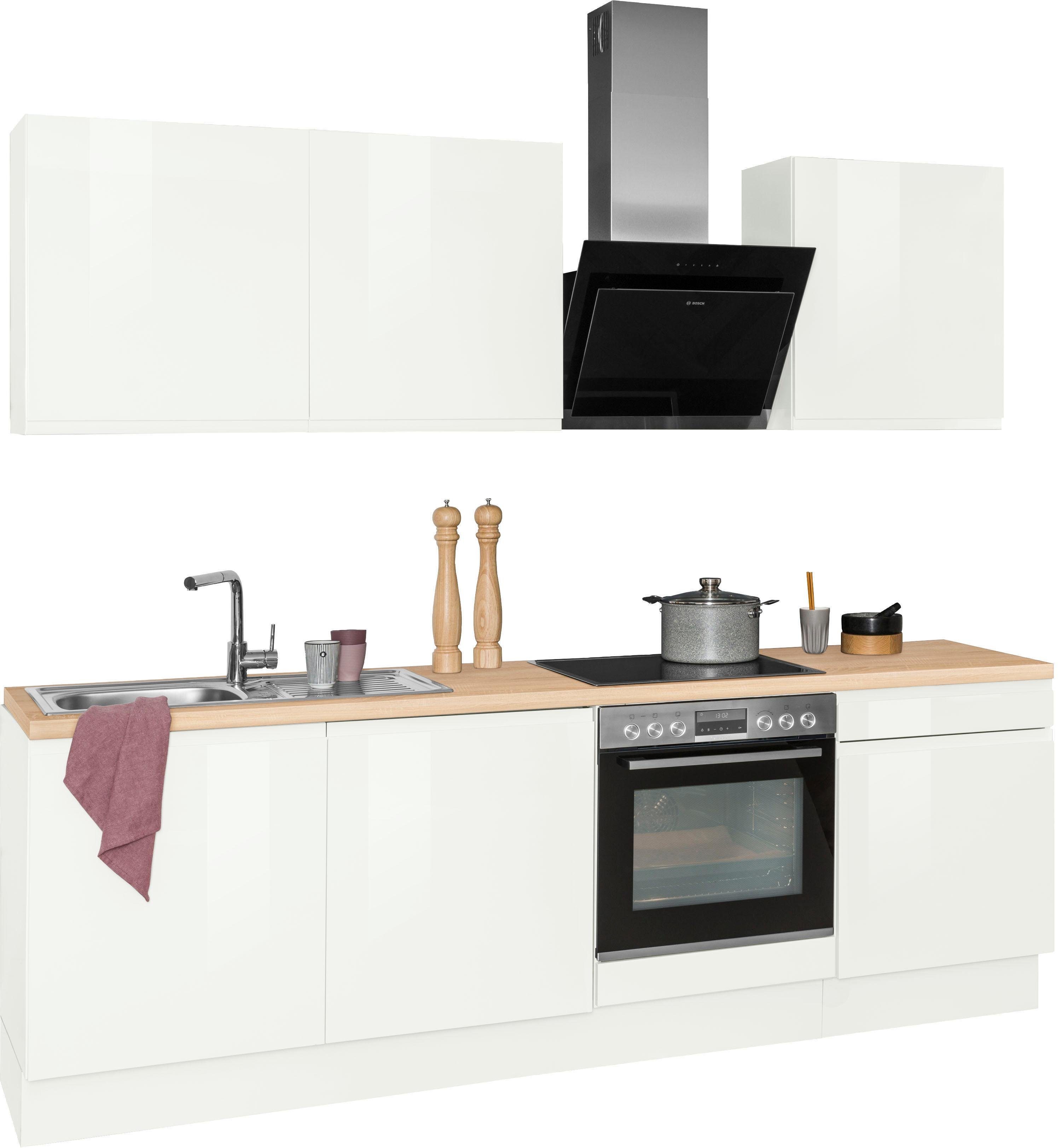 OPTIFIT Küchenzeile Avio, 38 mm starke Arbeitsplatte und Hochglanz-Fronten, Breite 240 cm