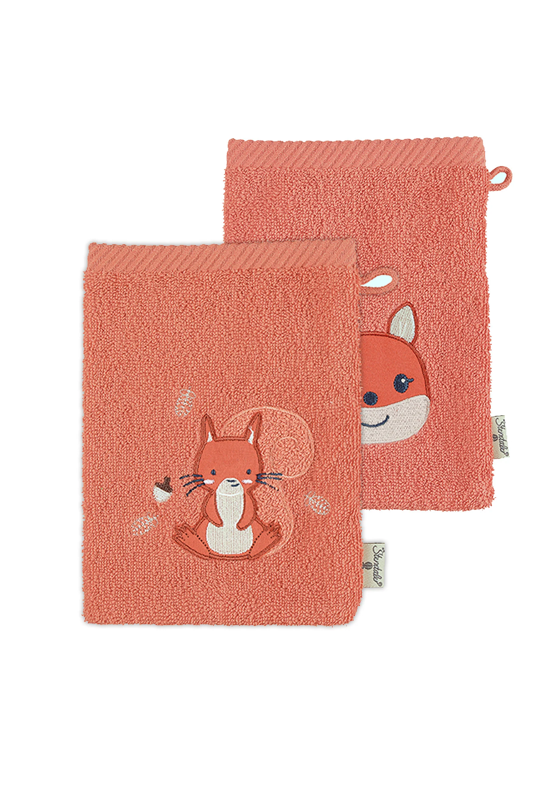 GOTS 2er-Pack Waschhandschuh Eichhörnchen Enna