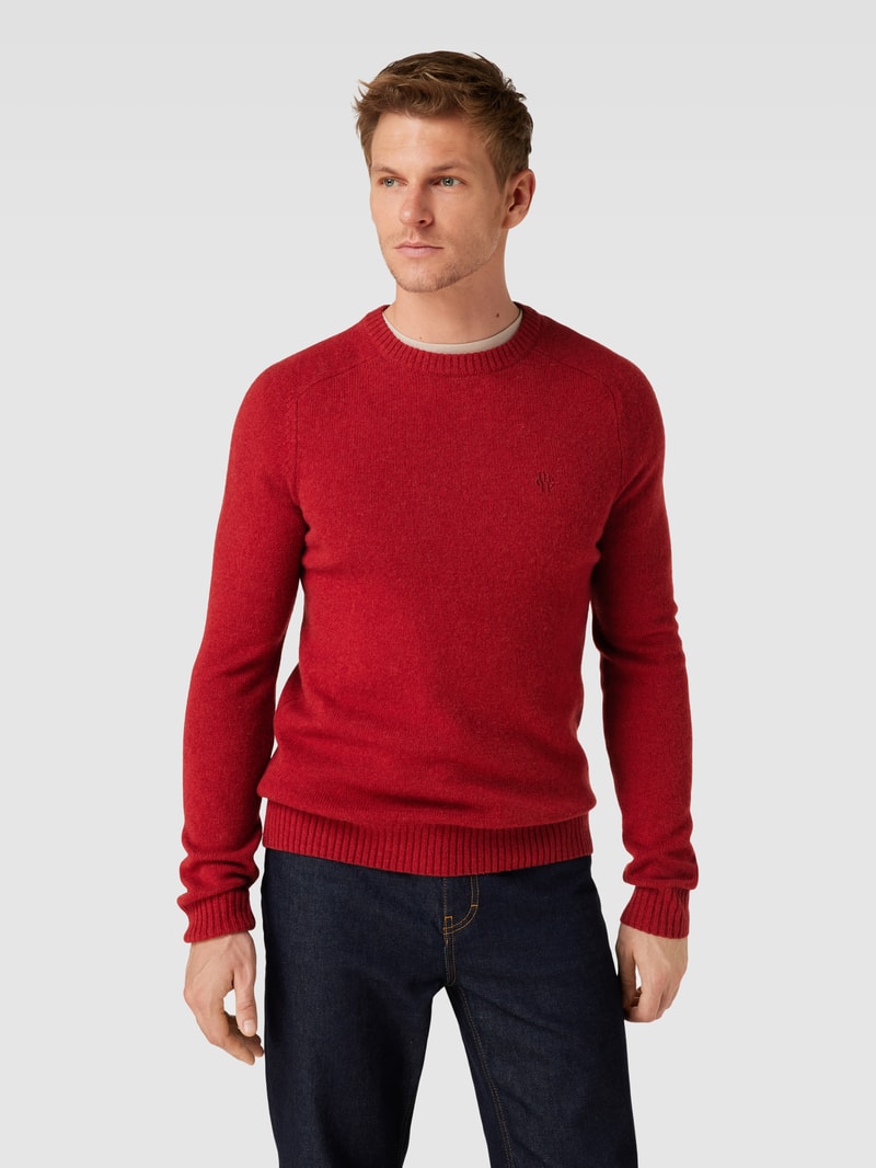 Strickpullover aus Lammwolle Modell 'TANGUY' in kirschrot meliert