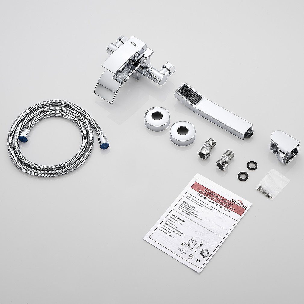 Auralum Brausegarnitur Badewannenarmatur Duschset Wannenarmatur mit Handbrause Bad Armatur, Wasserhahn Duschsystem