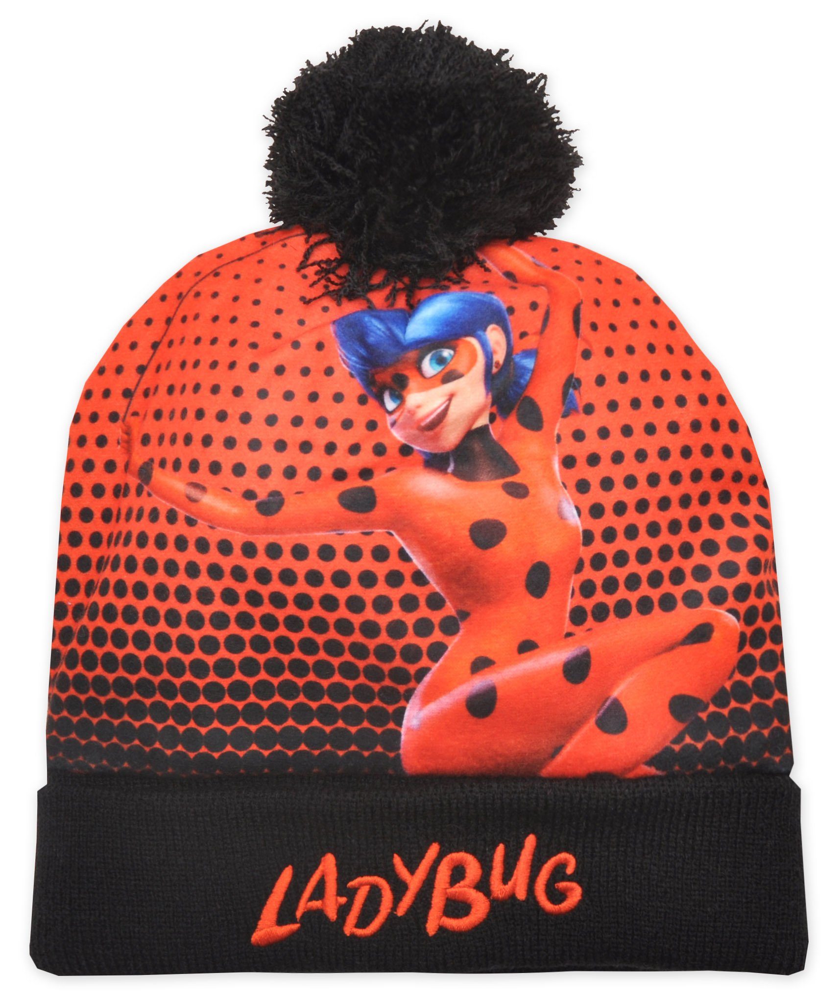 Miraculous - Ladybug Bommelmütze Kinder Wintermütze Rot Gr. 52 cm kopfumfang