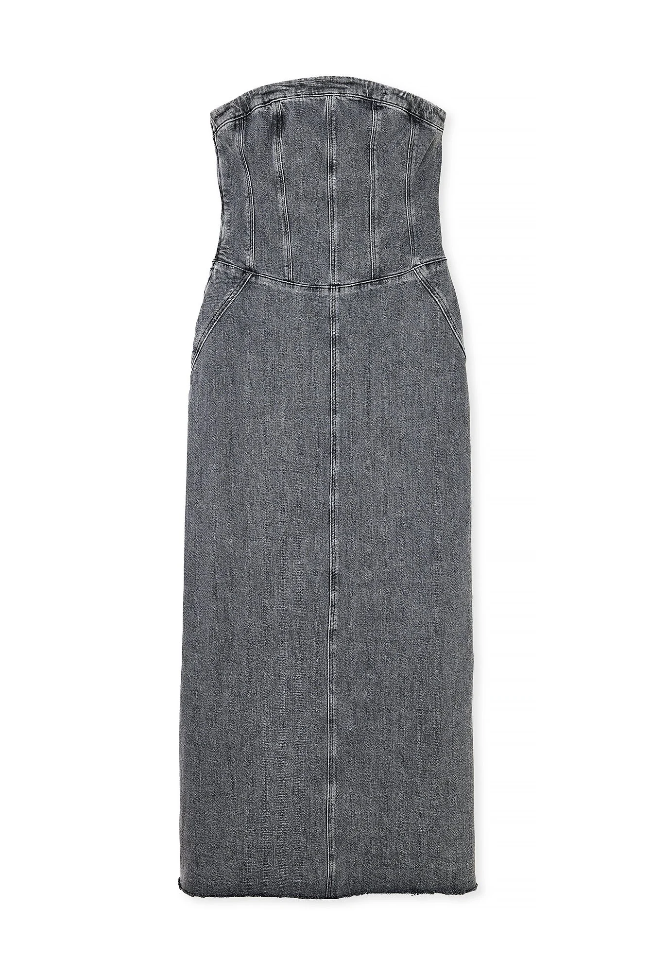 Bandeau-Denim-Maxikleid